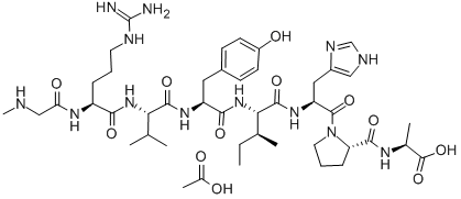 CAS#: 53935-10-7， Sar-Arg-Val-Tyr-Ile-His-Pro-Ala Acetate Salt