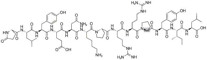 structure of CAS# 55508-42-4, 5-Oxo-L-Prolyl-L-Leucyl-L-Tyrosyl-L-alpha-Glutamyl-L-Asparaginyl-L-Lysyl-L-Prolyl-L-Arginyl-L-Arginyl-L-Prolyl-L-Tyrosyl-L-Isoleucyl-L-Leucine;Glp-Leu-Tyr-Glu-Asn-Lys-Pro-Arg-Arg-Pro-Tyr-Ile-Leu-Oh;Ccris 3327;Neurotensin
