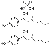 structure of CAS# 5716-20-1, alpha-[Butylamino]Methyl-4-Hydroxybenzyl Alcohol;Butyl-[2-Hydroxy-2-(4-Hydroxyphenyl)Ethyl]Ammonium Sulfate;Bamethan Sulfate (Jp15/Usan);D01673