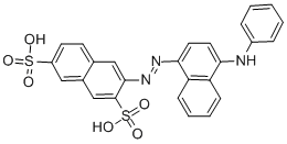 结构式 CAS# 57322-42-6, 3-(4-苯胺基-1-萘基偶氮)-2,7-萘二磺酸