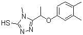 structure of CAS# 588673-73-8, 5-[1-(3,4-Dimethylphenoxy)Ethyl]-4-Methyl-4H-1,2,4-Triazole-3-Thiol;5-[(3,4-d<wbr>imethylph<wbr>enoxy)eth<wbr>yl]-4-met<wbr>hyl-1,2,4<wbr>-triazole<wbr>-3-thiol;5-[1-(3,4<wbr>-Dimethyl<wbr>phenoxy)e<wbr>thyl]-4-m<wbr>ethyl-4H-<wbr>1,2,4-tri<wbr>azole-3-t<wbr>hiol;MFCD03943497
