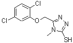 structure of CAS# 588674-33-3, 5-[(2,5-Dichlorophenoxy)Methyl]-4-Methyl-4H-1,2,4-Triazole-3-Thiol;5-[(2,5-d<wbr>ichloroph<wbr>enoxy)met<wbr>hyl]-4-me<wbr>thyl-1,2,<wbr>4-triazol<wbr>e-3-thiol;5-[(2,5-D<wbr>ichloroph<wbr>enoxy)met<wbr>hyl]-4-me<wbr>thyl-4H-1<wbr>,2,4-tria<wbr>zole-3-th<wbr>iol;MFCD03943553