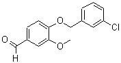 structure of CAS# 588678-16-4, 4-[(3-Chlorobenzyl)Oxy]-3-Methoxybenzaldehyde;4-(3-Chloro-benzyloxy)-3-methoxy-benzaldehyde;4-[(3-Chlorobenzyl)oxy]-3-methoxybenzaldehyde;4-[(3-chlorophenyl)methoxy]-3-methoxybenzaldehyde