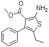 structure of CAS# 588678-88-0, Methyl 2-Amino-5-Ethyl-4-Phenyl-3-Thiophenecarboxylate;Methyl 2-amino-5-ethyl-4-phenylthiophene-3-carboxylate;MFCD03422702