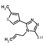 structure of CAS# 588680-35-7, 4-Allyl-5-(5-Methyl-3-Thienyl)-4H-1,2,4-Triazole-3-Thiol;4-Allyl-5-(5-methylthien-3-yl)-4H-1,2,4-triazole-3-thiol;5-(5-methyl(3-thienyl))-4-prop-2-enyl-1,2,4-triazole-3-thiol;5-(5-meth<wbr>ylthiophe<wbr>n-3-yl)-4<wbr>-(prop-2-<wbr>en-1-yl)-<wbr>4H-1,2,4-<wbr>triazole-<wbr>3-thiol
