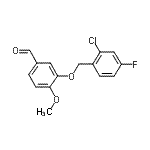 structure of CAS# 588681-50-9, 3-[(2-Chloro-4-Fluorobenzyl)Oxy]-4-Methoxybenzaldehyde;3-[(2-Chloro-4-fluorobenzyl)oxy]-4-methoxybenzaldehyde;3-[(2-chloro-4-fluorophenyl)methoxy]-4-methoxybenzaldehyde;MFCD03422461