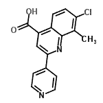 结构式 CAS# 588696-85-9, 7-氯-8-甲基-2-(4-吡啶基)-4-喹啉羧酸