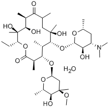 structure of CAS# 59319-72-1, Erythromycin A Dihydrate;(3R,4S,5S,6R,7R,9R,11R,12R,13S,14R)-6-[(2S,3R,4S,6R)-4-Dimethylamino-3-Hydroxy-6-Methyl-Tetrahydropyran-2-Yl]Oxy-14-Ethyl-7,12,13-Trihydroxy-4-[(2R,4R,5S,6S)-5-Hydroxy-4-Methoxy-4,6-Dimethyl-Tetrahydropyran-2-Yl]Oxy-3,5,7,9,11,13-Hexamethyl-1-Oxacyclotetradecane-2,10-Dione Dihydrate;(3R,4S,5S,6R,7R,9R,11R,12R,13S,14R)-6-[[(2S,3R,4S,6R)-4-Dimethylamino-3-Hydroxy-6-Methyl-2-Tetrahydropyranyl]Oxy]-14-Ethyl-7,12,13-Trihydroxy-4-[[(2R,4R,5S,6S)-5-Hydroxy-4-Methoxy-4,6-Dimethyl-2-Tetrahydropyranyl]Oxy]-3,5,7,9,11,13-Hexamethyl-1-Oxacyclotetradecane-2,10-Dione Dihydrate;(3R,4S,5S,6R,7R,9R,11R,12R,13S,14R)-6-[(2S,3R,4S,6R)-4-Dimethylamino-3-Hydroxy-6-Methyl-Tetrahydropyran-2-Yl]Oxy-14-Ethyl-7,12,13-Trihydroxy-4-[(2R,4R,5S,6S)-5-Hydroxy-4-Methoxy-4,6-Dimethyl-Tetrahydropyran-2-Yl]Oxy-3,5,7,9,11,13-Hexamethyl-1-Oxacyclotetradecane-2,10-Quinone Dihydrate