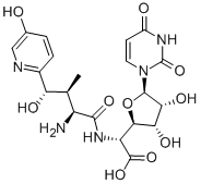 structure of CAS# 59456-70-1, Nikkomycin Z;(2S)-2-[[(2S,3S,4S)-2-Amino-4-Hydroxy-4-(5-Hydroxy-2-Pyridyl)-3-Methyl-Butanoyl]Amino]-2-[(2R,3S,5R)-5-(2,4-Dioxopyrimidin-1-Yl)-3,4-Dihydroxy-Tetrahydrofuran-2-Yl]Acetic Acid;(2S)-2-[[(2S,3S,4S)-2-Amino-4-Hydroxy-4-(5-Hydroxy-2-Pyridyl)-3-Methyl-1-Oxobutyl]Amino]-2-[(2R,3S,5R)-5-(2,4-Dioxo-1-Pyrimidinyl)-3,4-Dihydroxy-2-Tetrahydrofuranyl]Acetic Acid;(2S)-2-[[(2S,3S,4S)-2-Amino-4-Hydroxy-4-(5-Hydroxy-2-Pyridyl)-3-Methyl-Butanoyl]Amino]-2-[(2R,3S,5R)-5-(2,4-Diketopyrimidin-1-Yl)-3,4-Dihydroxy-Tetrahydrofuran-2-Yl]Acetic Acid