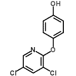 structure of CAS# 60075-03-8, 4-[(3,5-Dichloro-2-Pyridinyl)Oxy]Phenol;3,5-Dichloro-2-(4-hydroxyphenyl)pyridine;4-(3,5-dichloro-2-pyridyloxy)phenol;4-[(3,5-Dichloro-2-pyridinyl)oxy]phenol #