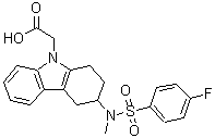 structure of CAS# 627865-18-3, (3-{[(4-Fluorophenyl)sulfonyl](methyl)amino}-1,2,3,4-tetrahydro-9H-carbazol-9-yl)acetic acid;