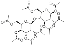 structure of CAS# 6291-42-5, Lactose Octaacetate;[2,3-Diacetoxy-6-(Acetoxymethyl)-5-[3,4,5-Triacetoxy-6-(Acetoxymethyl)Tetrahydropyran-2-Yl]Oxy-Tetrahydropyran-4-Yl] Acetate;Acetic Acid [2,3-Diacetoxy-6-(Acetoxymethyl)-5-[[3,4,5-Triacetoxy-6-(Acetoxymethyl)-2-Tetrahydropyranyl]Oxy]-4-Tetrahydropyranyl] Ester;Acetic Acid [2,3-Diacetoxy-6-(Acetoxymethyl)-5-[3,4,5-Triacetoxy-6-(Acetoxymethyl)Tetrahydropyran-2-Yl]Oxy-Tetrahydropyran-4-Yl] Ester