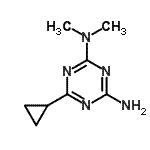 structure of CAS# 634165-96-1, 6-Cyclopropyl-N,N-dimethyl-1,3,5-triazine-2,4-diamine;(4-amino-6-cyclopropyl(1,3,5-triazin-2-yl))dimethylamine;1,3,5-triazine-2,4-diamine, 6-cyclopropyl-N,N-dimethyl-;MFCD03819536