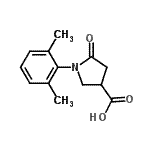 structure of CAS# 63674-48-6, 1-(2,6-Dimethylphenyl)-5-Oxo-3-Pyrrolidinecarboxylic Acid;1-(2,6-Dimethylphenyl)-5-oxopyrrolidine-3-carboxylic acid;1-(2,6-Dimethyl-phenyl)-5-oxo-pyrrolidine-3-carboxylic acid;ASN 10320755