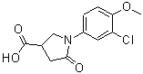 structure of CAS# 63674-98-6, 1-(3-Chloro-4-Methoxyphenyl)-5-Oxo-3-Pyrrolidinecarboxylic Acid;1-(3-chlo<wbr>ro-4-meth<wbr>oxyphenyl<wbr>)-5-oxo-3<wbr>-pyrrolid<wbr>inecarbox<wbr>ylic acid;1-(3-chlo<wbr>ro-4-meth<wbr>oxyphenyl<wbr>)-5-oxopy<wbr>rrolidine<wbr>-3-carbox<wbr>ylic acid;1-(3-Chlo<wbr>ro-4-meth<wbr>oxy-pheny<wbr>l)-5-oxo-<wbr>pyrrolidi<wbr>ne-3-carb<wbr>oxylic ac<wbr>id
