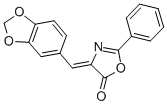 structure of CAS# 6412-89-1, 2-Phenyl-4-Piperonylidene-2-Oxazolin-5-One;(4E)-4-(1,3-Benzodioxol-5-Ylmethylidene)-2-Phenyl-1,3-Oxazol-5-One;(4E)-4-(1,3-Benzodioxol-5-Ylmethylene)-2-Phenyl-Oxazol-5-One;4-(1,3-Benzodioxol-5-Ylmethylene)-2-Phenyl-Oxazol-5-One