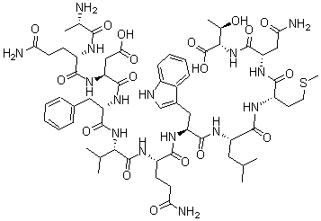 结构式 CAS# 64790-15-4, L-丙氨酰-L-谷氨酰胺酰-L-alpha-天冬氨酰-L-苯丙氨酰-L-缬氨酰-L-谷氨酰胺酰-L-色氨酰-L-亮氨酰-L-蛋氨酰-L-天冬氨酰胺酰-L-苏氨酸