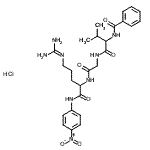 structure of CAS# 64815-80-1, N-Benzoylvalylglycyl-N<sup>5</sup>-(diaminomethylene)-N-(4-nitrophenyl)ornithinamide hydrochloride (1:1);N-Benzoyl-Val-Gly-Arg p-nitroanilide hydrochloride;B4758_SIGMA