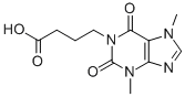 structure of CAS# 6493-07-8, 1-(3-Carboxypropyl)3,7-Dimethyl Xanthine;4-(3,7-Dimethyl-2,6-Dioxo-Purin-1-Yl)Butanoic Acid;4-(3,7-Dimethyl-2,6-Dioxo-1-Purinyl)Butanoic Acid;4-(2,6-Diketo-3,7-Dimethyl-Purin-1-Yl)Butyric Acid