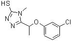 structure of CAS# 667414-17-7, 5-[1-(3-Chlorophenoxy)ethyl]-4-methyl-4H-1,2,4-triazole-3-thiol;5-[(3-chlorophenoxy)ethyl]-4-methyl-1,2,4-triazole-3-thiol;5-[1-(3-C<wbr>hlorophen<wbr>oxy)ethyl<wbr>]-4-methy<wbr>l-4H-1,2,<wbr>4-triazol<wbr>e-3-thiol;MFCD04054652