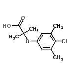 structure of CAS# 667436-01-3, 2-(4-Chloro-3,5-dimethylphenoxy)-2-methylpropanoic acid;2-(4-Chloro-3,5-dimethylphenoxy)-2-methylpropanoic acid;MFCD03422291