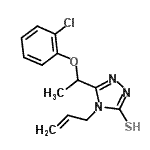 structure of CAS# 667436-84-2, 4-Allyl-5-[1-(2-chlorophenoxy)ethyl]-4H-1,2,4-triazole-3-thiol;5-[(2-chl<wbr>orophenox<wbr>y)ethyl]-<wbr>4-prop-2-<wbr>enyl-1,2,<wbr>4-triazol<wbr>e-3-thiol;5-[1-(2-c<wbr>hlorophen<wbr>oxy)ethyl<wbr>]-4-(prop<wbr>-2-en-1-y<wbr>l)-4H-1,2<wbr>,4-triazo<wbr>le-3-thiol;MFCD03900610