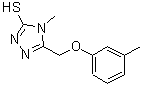 structure of CAS# 667437-40-3, 4-Methyl-5-[(3-methylphenoxy)methyl]-4H-1,2,4-triazole-3-thiol;4-methyl-5-[(3-methylphenoxy)methyl]-1,2,4-triazole-3-thiol;4-Methyl-<wbr>5-[(3-met<wbr>hylphenox<wbr>y)methyl]<wbr>-4H-1,2,4<wbr>-triazole<wbr>-3-thiol;MFCD03900678