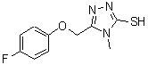 structure of CAS# 667437-43-6, 5-[(4-Fluorophenoxy)methyl]-4-methyl-4H-1,2,4-triazole-3-thiol;5-[(4-fluorophenoxy)methyl]-4-methyl-1,2,4-triazole-3-thiol;5-[(4-Flu<wbr>orophenox<wbr>y)methyl]<wbr>-4-methyl<wbr>-4H-1,2,4<wbr>-triazole<wbr>-3-thiol;MFCD03900680