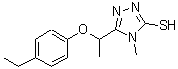 structure of CAS# 669708-93-4, 5-[1-(4-Ethylphenoxy)ethyl]-4-methyl-4H-1,2,4-triazole-3-thiol;5-[(4-ethylphenoxy)ethyl]-4-methyl-1,2,4-triazole-3-thiol;5-[1-(4-e<wbr>thylpheno<wbr>xy)ethyl]<wbr>-4-methyl<wbr>-4H-1,2,4<wbr>-triazol-<wbr>3-yl hydr<wbr>osulfide;5-[1-(4-E<wbr>thylpheno<wbr>xy)ethyl]<wbr>-4-methyl<wbr>-4H-1,2,4<wbr>-triazole<wbr>-3-thiol
