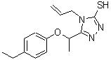 structure of CAS# 669708-94-5, 4-Allyl-5-[1-(4-ethylphenoxy)ethyl]-4H-1,2,4-triazole-3-thiol;5-[(4-eth<wbr>ylphenoxy<wbr>)ethyl]-4<wbr>-prop-2-e<wbr>nyl-1,2,4<wbr>-triazole<wbr>-3-thiol;5-[1-(4-e<wbr>thylpheno<wbr>xy)ethyl]<wbr>-4-(prop-<wbr>2-en-1-yl<wbr>)-4H-1,2,<wbr>4-triazol<wbr>e-3-thiol;MFCD04057588