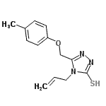structure of CAS# 669709-47-1, 4-Allyl-5-[(4-methylphenoxy)methyl]-4H-1,2,4-triazole-3-thiol;4-Allyl-5-p-tolyloxymethyl-4H-[1,2,4]triazole-3-thiol;5-[(4-met<wbr>hylphenox<wbr>y)methyl]<wbr>-4-(prop-<wbr>2-en-1-yl<wbr>)-4H-1,2,<wbr>4-triazol<wbr>e-3-thiol;5-[(4-met<wbr>hylphenox<wbr>y)methyl]<wbr>-4-prop-2<wbr>-enyl-1,2<wbr>,4-triazo<wbr>le-3-thiol