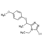 structure of CAS# 669737-47-7, 4-Ethyl-5-[1-(4-methoxyphenoxy)ethyl]-4H-1,2,4-triazole-3-thiol;4-ethyl-5-[(4-methoxyphenoxy)ethyl]-1,2,4-triazole-3-thiol;4-Ethyl-5<wbr>-[1-(4-me<wbr>thoxyphen<wbr>oxy)ethyl<wbr>]-4H-1,2,<wbr>4-triazol<wbr>e-3-thiol;MFCD04054750
