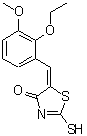 结构式 CAS# 669747-24-4, (5E)-5-(2-乙氧基-3-甲氧基苄亚基)-2-硫基-1,3-噻唑-4(5H)-酮