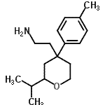 structure of CAS# 672266-20-5, 2-[2-Isopropyl-4-(4-methylphenyl)tetrahydro-2H-pyran-4-yl]ethanamine;2-(2-isop<wbr>ropyl-4-(<wbr>p-tolyl)t<wbr>etrahydro<wbr>-2H-pyran<wbr>-4-yl)eth<wbr>anamine;2-(2-Isopropyl-4-p-tolyl-tetrahydro-pyran-4-yl)-ethylamine;2-[2-isop<wbr>ropyl-4-(<wbr>4-methylp<wbr>henyl)tet<wbr>rahydro-2<wbr>H-pyran-4<wbr>-yl]ethan<wbr>amine