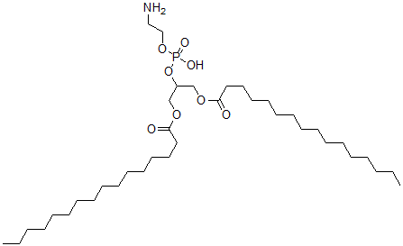 structure of CAS# 67303-93-9, Hexadecanoic Acid 1,1'-[2-[[(2-Aminoethoxy)Hydroxyphosphinyl]Oxy]-1,3-Propanediyl] Ester;1,3-DIPALMITOYL-GLYCERO-2-PHOSPHOETHANOLAMINE