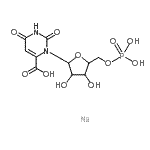 结构式 CAS# 68244-58-6, 2,6-二氧代-3-(5-O-膦酰呋喃戊糖基)-1,2,3,6-四氢-4-嘧啶羧酸-钠(1:1)
