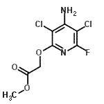 structure of CAS# 69184-17-4, Methyl [(4-amino-3,5-dichloro-6-fluoro-2-pyridinyl)oxy]acetate;(4-Amino-<wbr>3,5-dichl<wbr>oro-6-flu<wbr>oro-2-pyr<wbr>idyloxy)a<wbr>cetate de<wbr> methyle;(4-Amino-3,5-dicloro-6-fluoro-2-piridiloxi)acetato de metilo;(4-Amino-<wbr>3,5-diclo<wbr>ro-6-fluo<wbr>ro-2-piri<wbr>diloxi)ac<wbr>etato de <wbr>metilo [P<wbr>ortuguese]