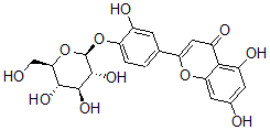 CAS#: 6920-38-3， 2-[4-(beta-D-Glucopyranosyloxy)-3-Hydroxyphenyl]-5,7-Dihydroxy-4H-1-Benzopyran-4-One