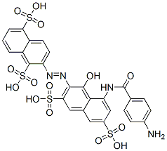 CAS#: 69293-65-8， 2-[[8-[(4-Aminobenzoyl)Amino]-1-Hydroxy-3,6-Disulpho-2-Naphthyl]Azo]Naphthalene-1,5-Disulphonic Acid
