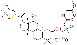 CAS#: 69770-64-5， (24R)-5alpha-Lanost-8-Ene-2alpha,3beta,12alpha,24,25-Pentol 3-[3-Hydroxy-5-[(2-Methoxy-2-Oxoethyl)Amino]-3-Methyl-5-Oxopentanoate]