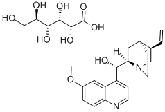 structure of CAS# 7054-25-3, Quinidine Gluconate;(S)-(6-Methoxy-4-Quinolyl)-[(2R,5R)-5-Vinylquinuclidin-2-Yl]Methanol;(2R,3S,4R,5R)-2,3,4,5,6-Pentahydroxyhexanoic Acid;(S)-(6-Methoxy-4-Quinolyl)-[(2R,5R)-5-Vinyl-2-Quinuclidinyl]Methanol;(2R,3S,4R,5R)-2,3,4,5,6-Pentahydroxyhexanoic Acid;Cinchonan-9-Ol, 6'-Methoxy-, (9S)-, Mono-D-Gluconate (Salt)