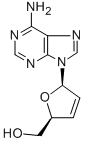 structure of CAS# 7057-48-9, 2',3'-Dideoxy-2',3'-Didehydroadenosine;[(2S,5R)-5-(6-Amino-9-Purinyl)-2,5-Dihydrofuran-2-Yl]Methanol;Zinc00033892;2',3'-Dideoxy-2'-Adenosinene