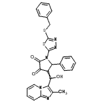 CAS 登录号：7067-29-0， 1-[5-(苄基硫基)-1,3,4-噻二唑-2-基]-4-[羟基(2-甲基咪唑并[1,2-a]吡啶-3-基)亚甲基]-5-苯基-2,3-吡咯烷二酮