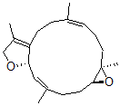 CAS#: 70748-49-1， 1a,2,3,6,7,9,10a,13,14,14a-Decahydro-1a,5,8,12-Tetramethyloxireno[9,10]Cyclotetradeca[1,2-b]Furan