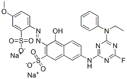 CAS#: 70833-38-4， Disodium 7-[[4-(Ethylphenylamino)-6-Fluoro-1,3,5-Triazin-2-Yl]Amino]-4-Hydroxy-3-[(4-Methoxy-2-Sulphonatophenyl)Azo]Naphthalene-2-Sulphonate
