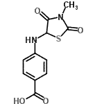 structure of CAS# 71195-52-3, 4-[(3-Methyl-2,4-dioxo-1,3-thiazolidin-5-yl)amino]benzoic acid;4-(3-Methyl-2,4-dioxo-thiazolidin-5-ylamino)-benzo;4-(3-Methyl-2,4-dioxo-thiazolidin-5-ylamino)-benzoic acid;ic acid