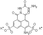 structure of CAS# 71206-95-6, Dipotassium 6-amino-2-[(hydrazinocarbonyl)amino]-1,3-dioxo-2,3-dihydro-1H-benzo[de]isoquinoline-5,8-disulfonate;Lucifer Yellow CH dipotassium salt;LUCIFERYELLOWCHDIPOTASSIUMSALT;328197_SIAL