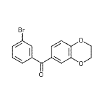 structure of CAS# 727419-55-8, (3-Bromophenyl)(2,3-dihydro-1,4-benzodioxin-6-yl)methanone;(3-bromophenyl)(2,3-dihydro-1,4-benzodioxin-6-yl)methanone;2H,3H-benzo[3,4-e]1,4-dioxin-6-yl 3-bromophenyl ketone;2H,3H-benzo[e]1,4-dioxin-6-yl 3-bromophenyl ketone