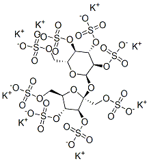 structure of CAS# 73264-44-5, Sucrose Octasulfate Potassium Salt;1,3,4,6-Tetra-O-Sulfo-Β-D-Fructofuranosyl Α-D-Glucopyranoside Tetrakis(Hydrogen Sulfate) Octapotassium Salt;Β-D-Fructofuranosyl Α-D-Glucopyranoside Octa(Sulfuric Acid Potassium) Salt;SUCROSE OCTASULFATE, POTASSIUM SALT