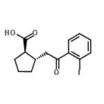 structure of CAS# 733740-70-0, (1R,2S)-2-[2-(2-Iodophenyl)-2-oxoethyl]cyclopentanecarboxylic acid;trans-2-[<wbr>2-(2-iodo<wbr>phenyl)-2<wbr>-oxoethyl<wbr>]cyclopen<wbr>tane-1-ca<wbr>rboxylic <wbr>acid